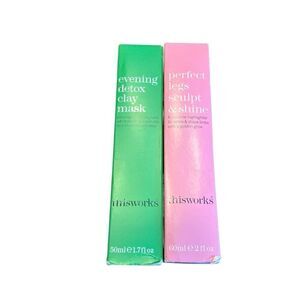 This works evening detox clay mask and perfect legs sculpt and shine